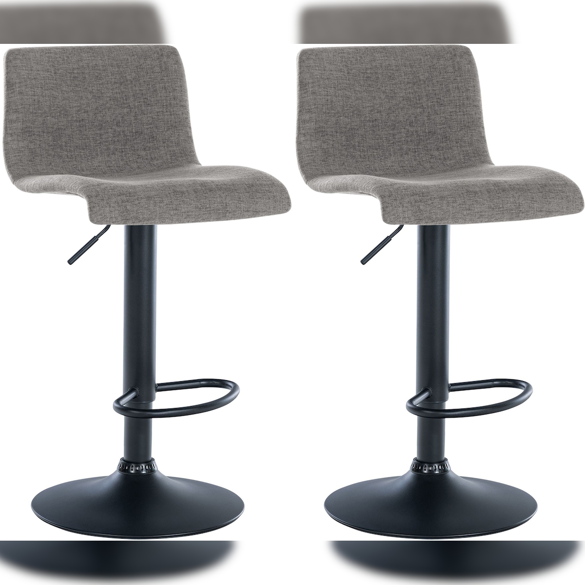 DELUKE 2er Set Barhocker GEBEL - Stoff Hellgrau 39x36x84 cm | Barstuhl Höhenverstellbar Mit Lehne Drehbar Tresenhocker Tresenstuhl Kneipenhocker Kneipenstuhl Image