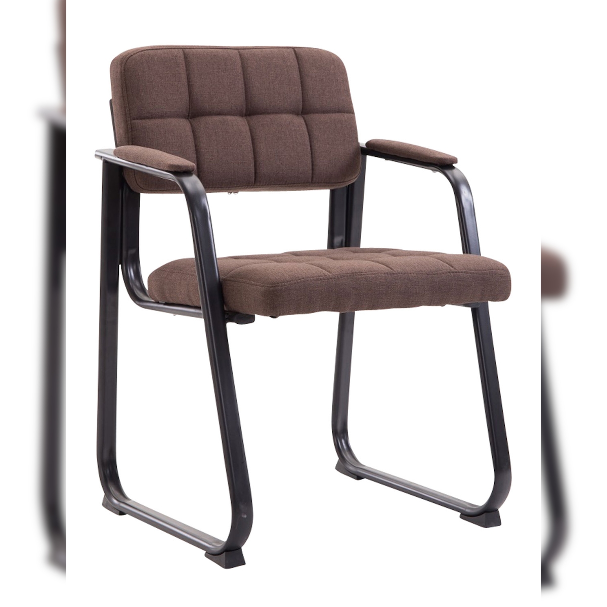 DELUKE Besucherstuhl LONDON - Stoff Braun 59x58x84 cm | Besucherstühle Konferenzstuhl Wartezimmerstuhl Bürostühle Bürostuhl Konferenzraum Wartezimmer Image