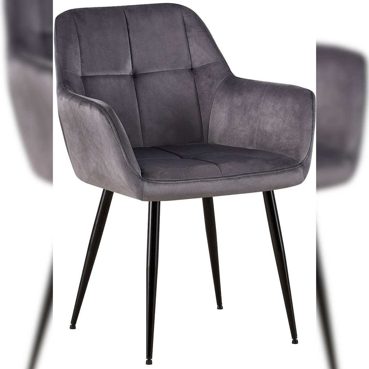 DELUKE Besucherstuhl DUBLIN - Samt Grau 56.5x61x84 cm | Besucherstühle Konferenzstuhl Wartezimmerstuhl Bürostühle Bürostuhl Konferenzraum Wartezimmer Image