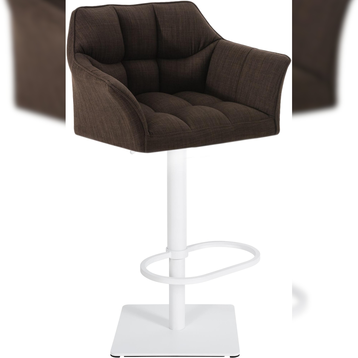 DELUKE Barhocker SIHAR - Stoff Braun 64x45x88 cm Weiß | Barstuhl Höhenverstellbar Mit Lehne Drehbar Tresenhocker Tresenstuhl Kneipenhocker Kneipenstuhl