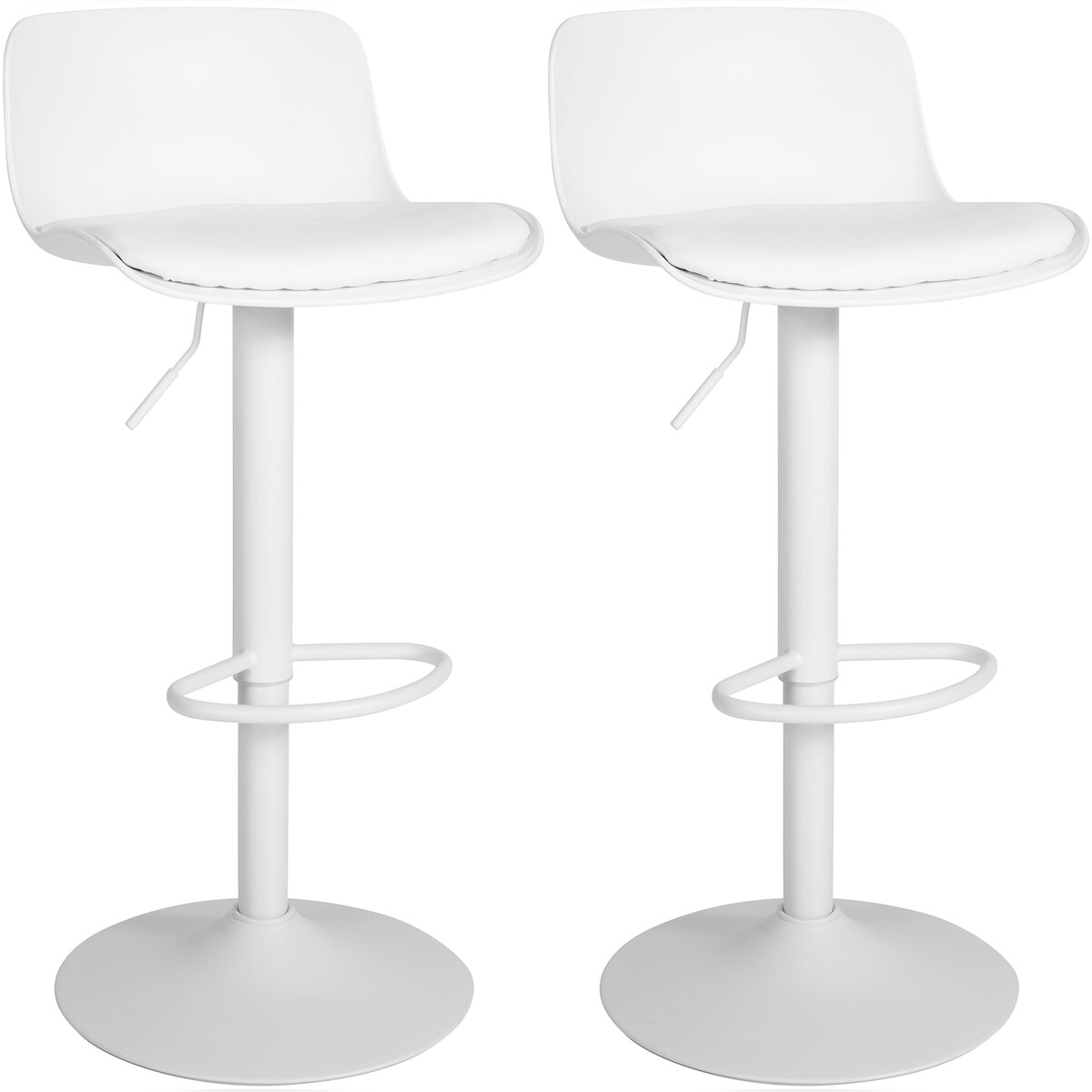 DELUKE 2er Set Barhocker CABEL - Kunstleder Weiß 43.5x46x75 cm | Barstuhl Höhenverstellbar Mit Lehne Drehbar Tresenhocker Tresenstuhl Kneipenhocker Image