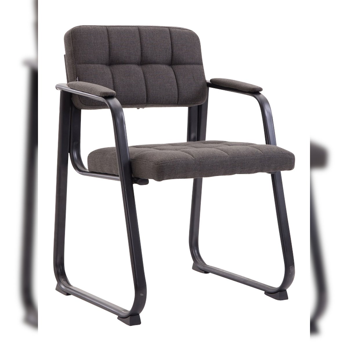 DELUKE Besucherstuhl LONDON - Stoff Dunkelgrau 59x58x84 cm | Besucherstühle Konferenzstuhl Wartezimmerstuhl Bürostühle Bürostuhl Konferenzraum Wartezimmer Image