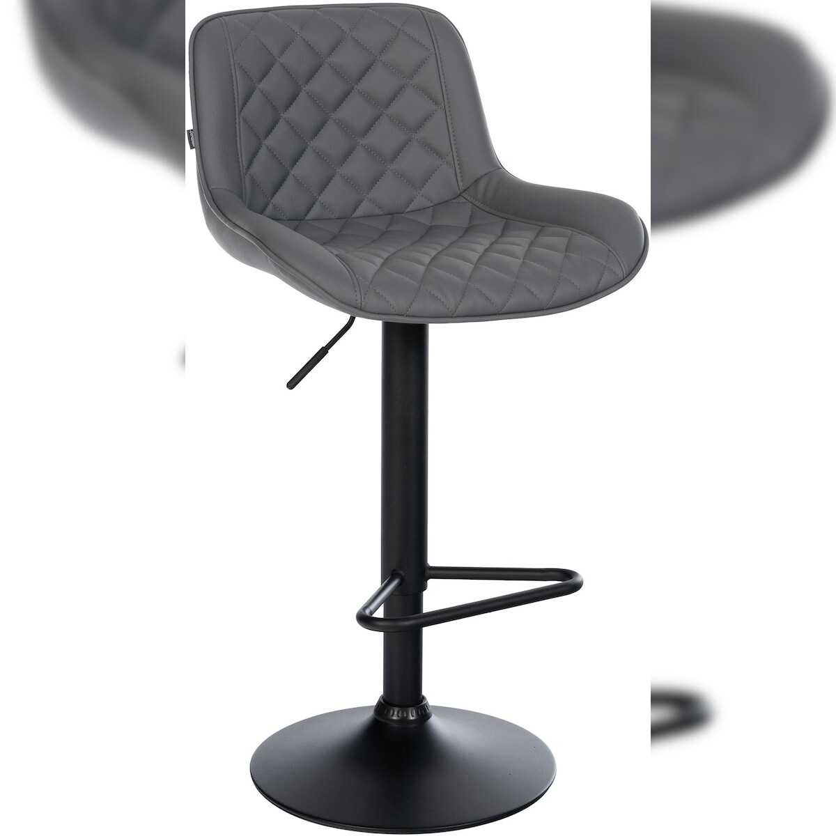 DELUKE Barhocker KUHAR - Kunstleder Grau 50x52x84 cm | Barstuhl Höhenverstellbar Mit Lehne Drehbar Tresenhocker Tresenstuhl Kneipenhocker Kneipenstuhl Image