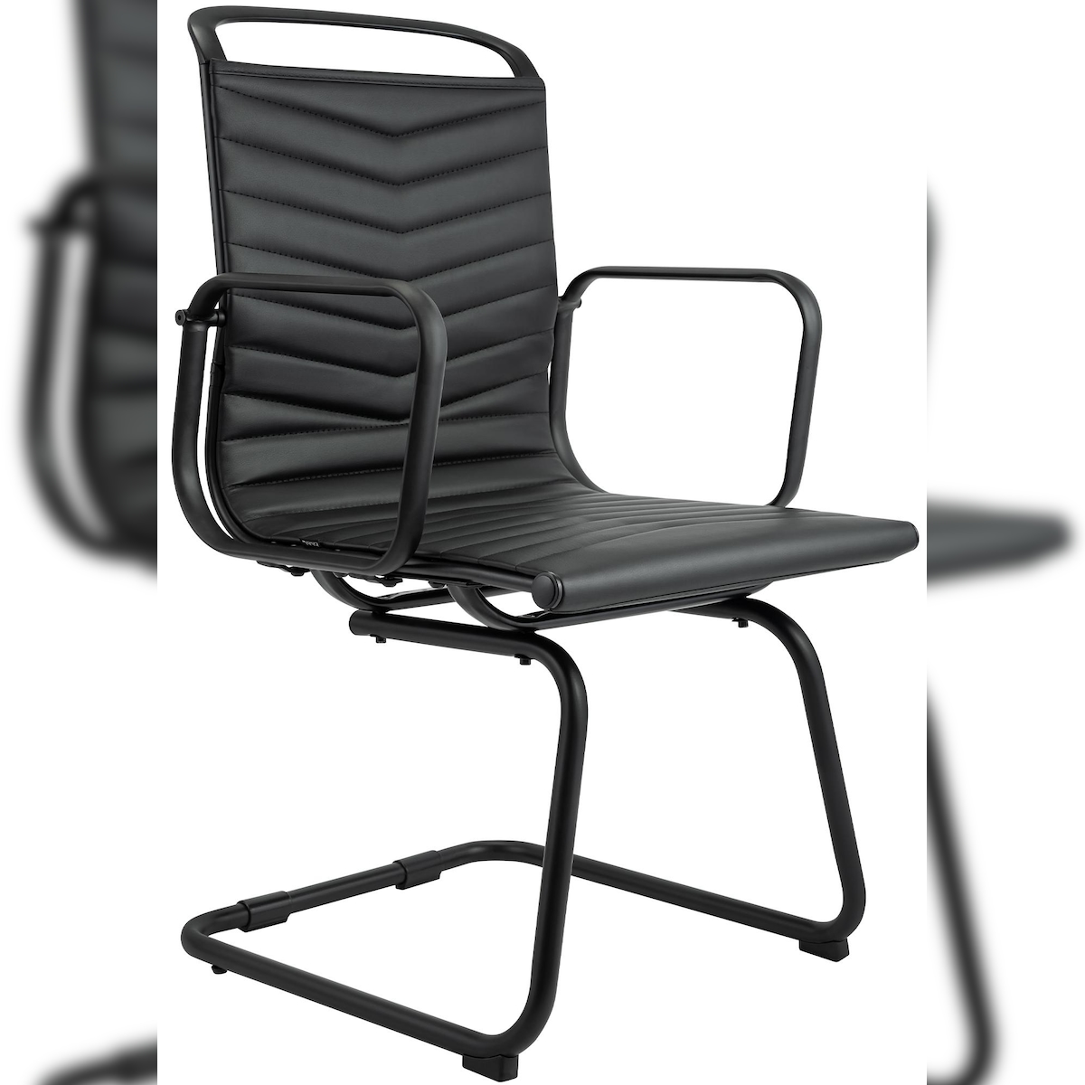 DELUKE Besucherstuhl MANILA - Kunstleder Schwarz 54x60x95 cm | Besucherstühle Konferenzstuhl Wartezimmerstuhl Bürostühle Bürostuhl Konferenzraum Wartezimmer Image
