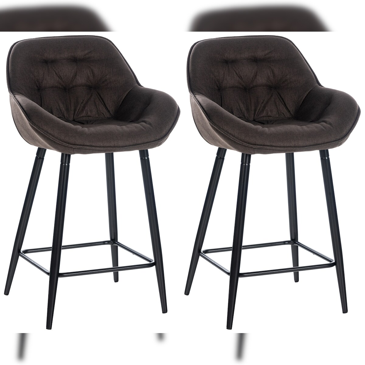 DELUKE 2er Set Barhocker KUTOR - Stoff Braun 54x57.5x93.5 cm | Barstuhl Mit Lehne Tresenhocker Tresenstuhl Kneipenhocker Kneipenstuhl Image
