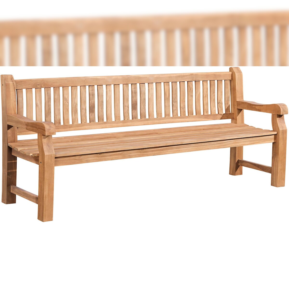 DELUKE Gartenbank Teakbank DEGAD - Holz Teak 220x61x93 cm | Holzbank 220 Cm Gartenbank Sitzbank Mit Lehne Wetterfest Bank Garten Terrasse Image