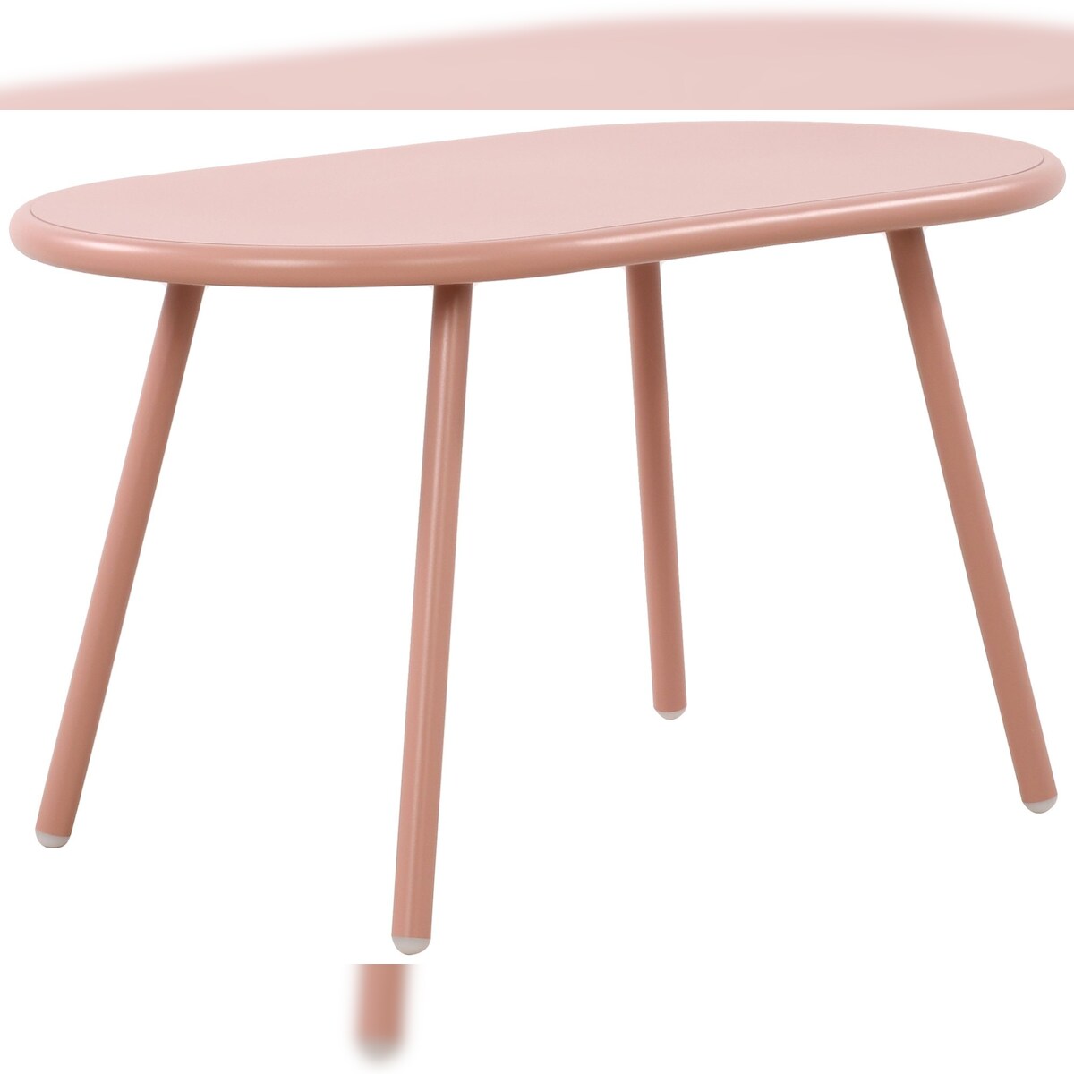 DELUKE Couchtisch VORIN - Kunststoff Pink 80x45x45 cm | Sofatisch Oval Beistelltisch Wohnzimmertisch Klein Image