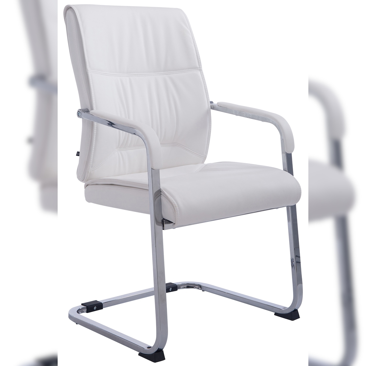 DELUKE XL Besucherstuhl MIAMI - Kunstleder Weiß 58x65x102 cm | Besucherstühle Konferenzstuhl Wartezimmerstuhl Bürostühle Bürostuhl Konferenzraum Wartezimmer Image