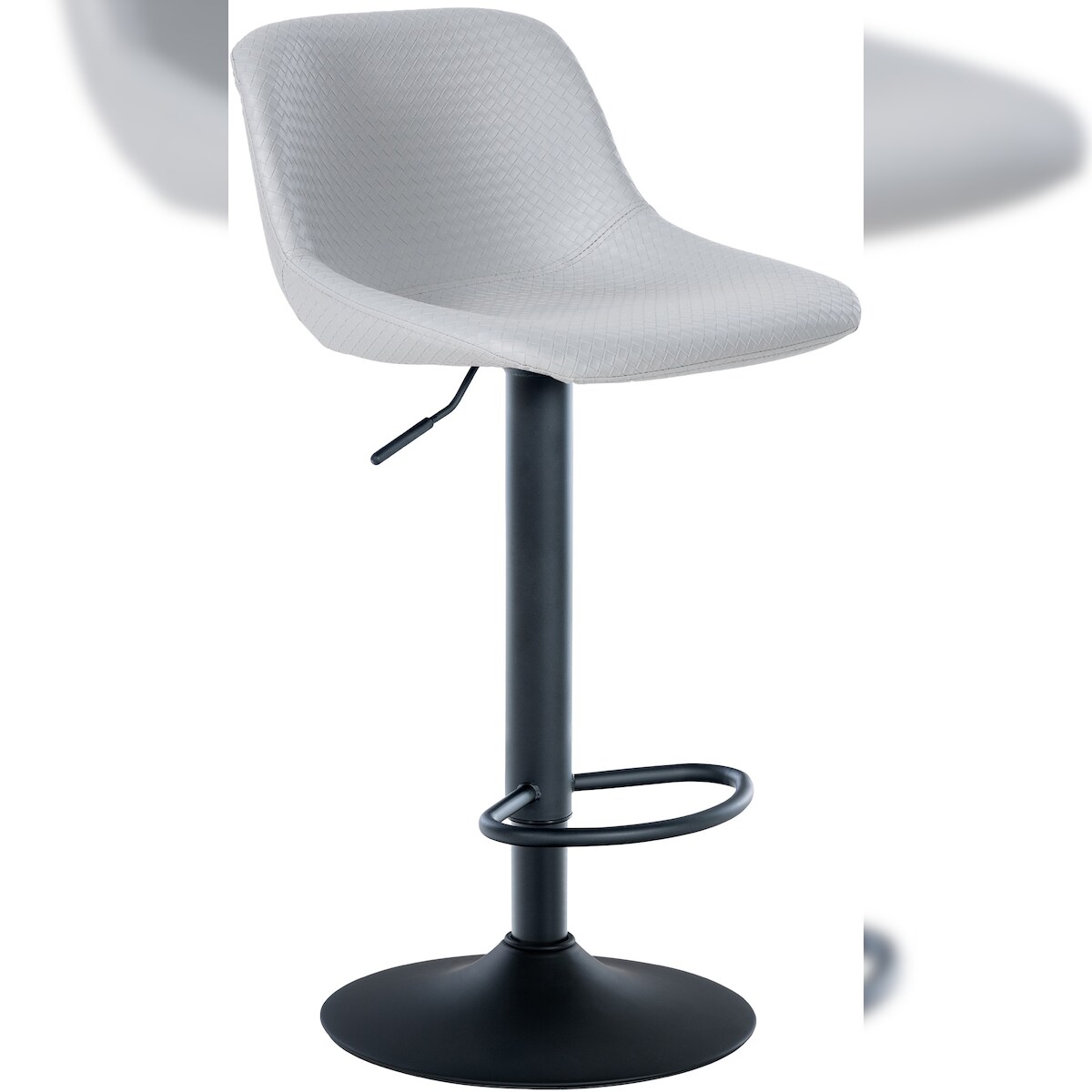 DELUKE Barhocker HODOR - Kunstleder Grau 43x49x79 cm | Barstuhl Höhenverstellbar Mit Lehne Drehbar Tresenhocker Tresenstuhl Kneipenhocker Kneipenstuhl Image