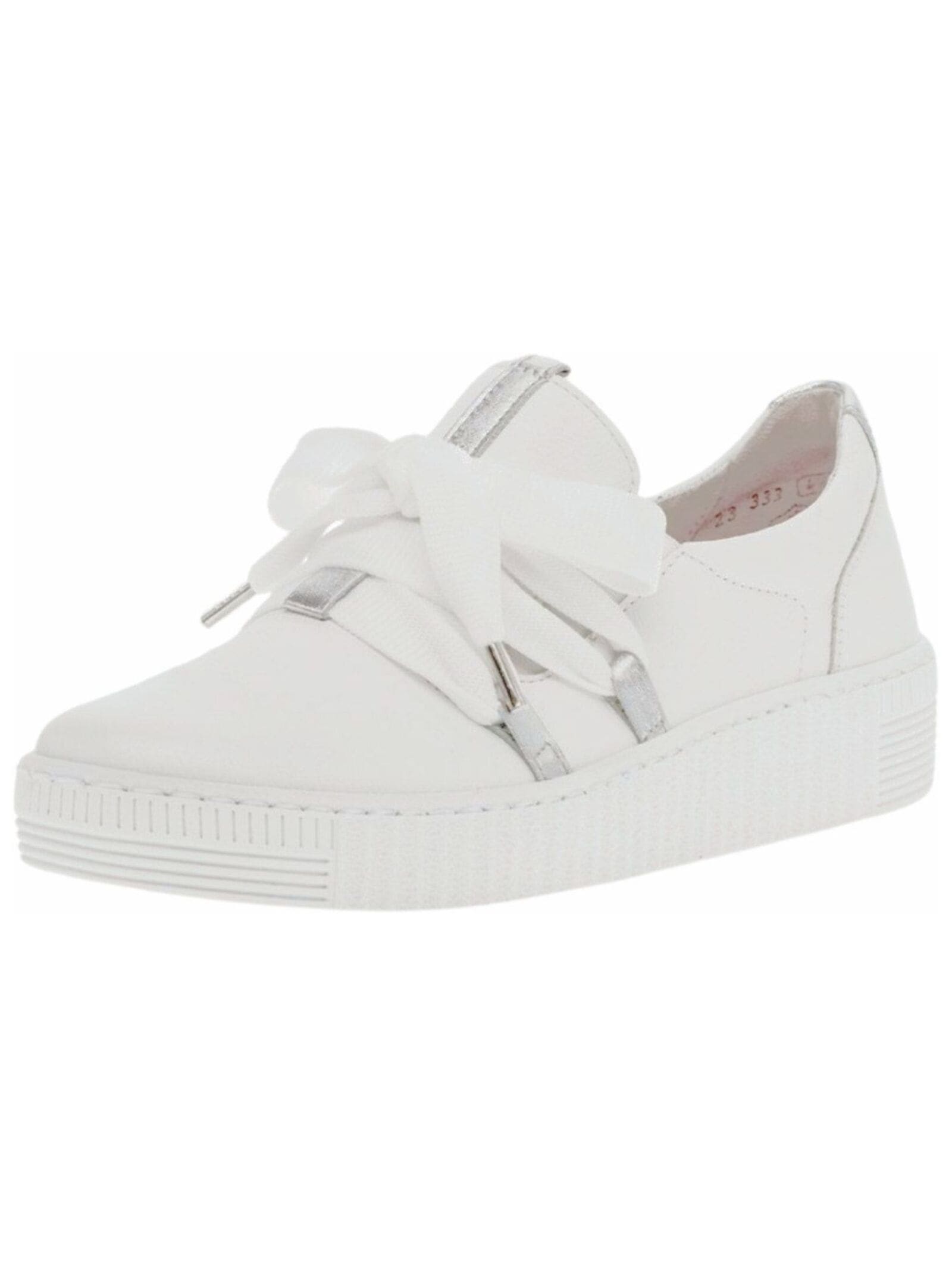 Sneaker GABOR "Gabor Sneaker Leder", Damen, Gr. 38, silber (weiß, silber), Leder, Schuhe Sneaker