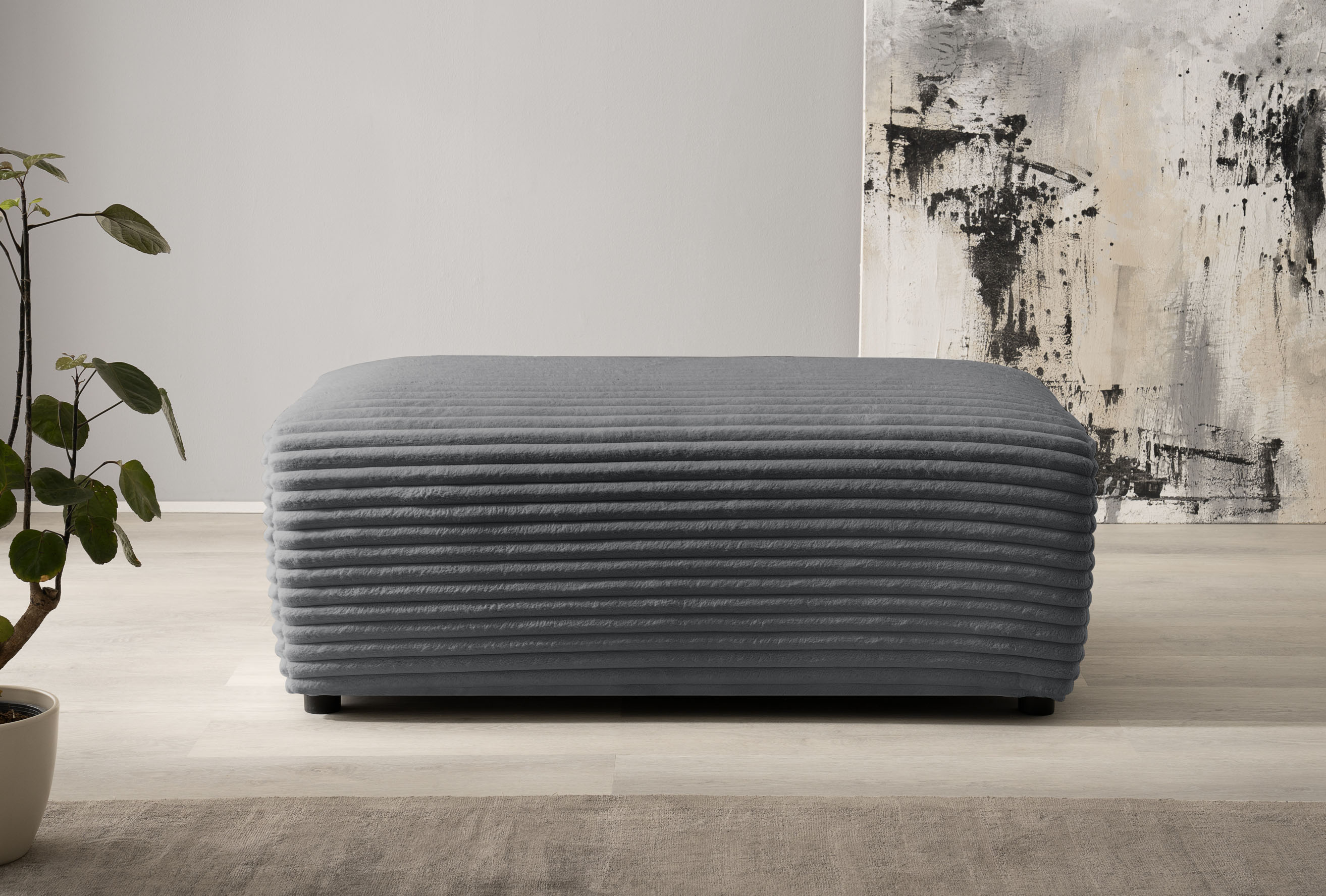 Hocker HOME AFFAIRE "BAKELS, Polsterhocker in Cord oder Boucle-Stoff", grau (anthrazit), B:112cm H:44cm T:62cm, Hocker, Hocker, zur Serie BAKELS, Hocker stellbar zum Schlafsofa (Krokodilverbinder)