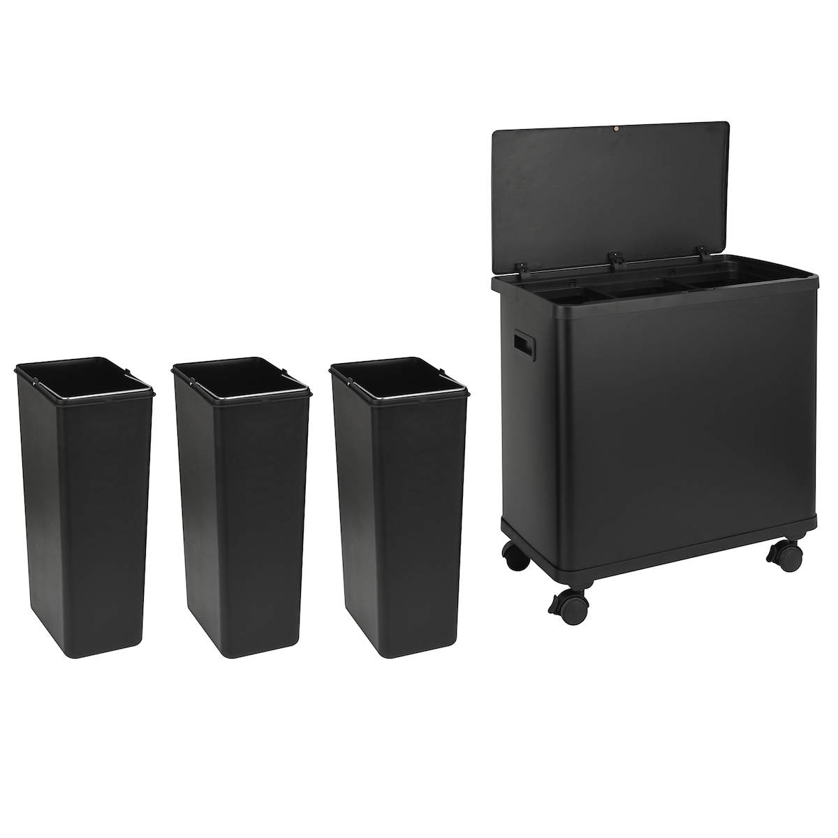 SVITA SR3X18 54L Sensor-Mülleimer 3 Fächer Mülltrennsystem Abfalleimer Stahl Schwarz Image