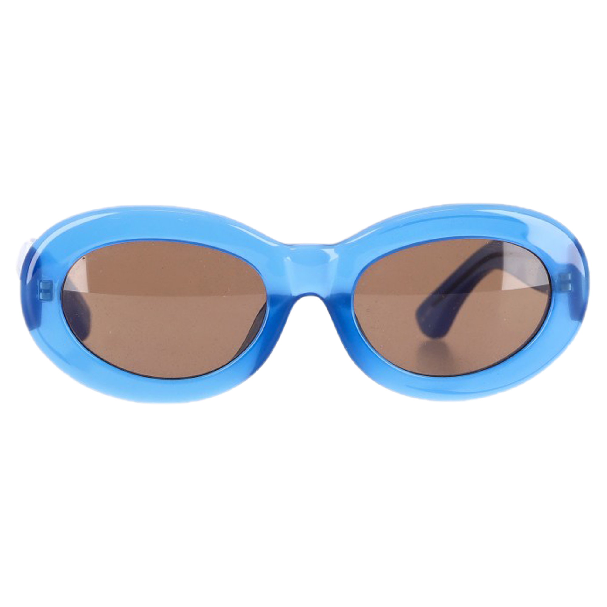 Dries Van Noten x Linda Farrow Oval-Sonnenbrille aus hellblauem Acetat Image