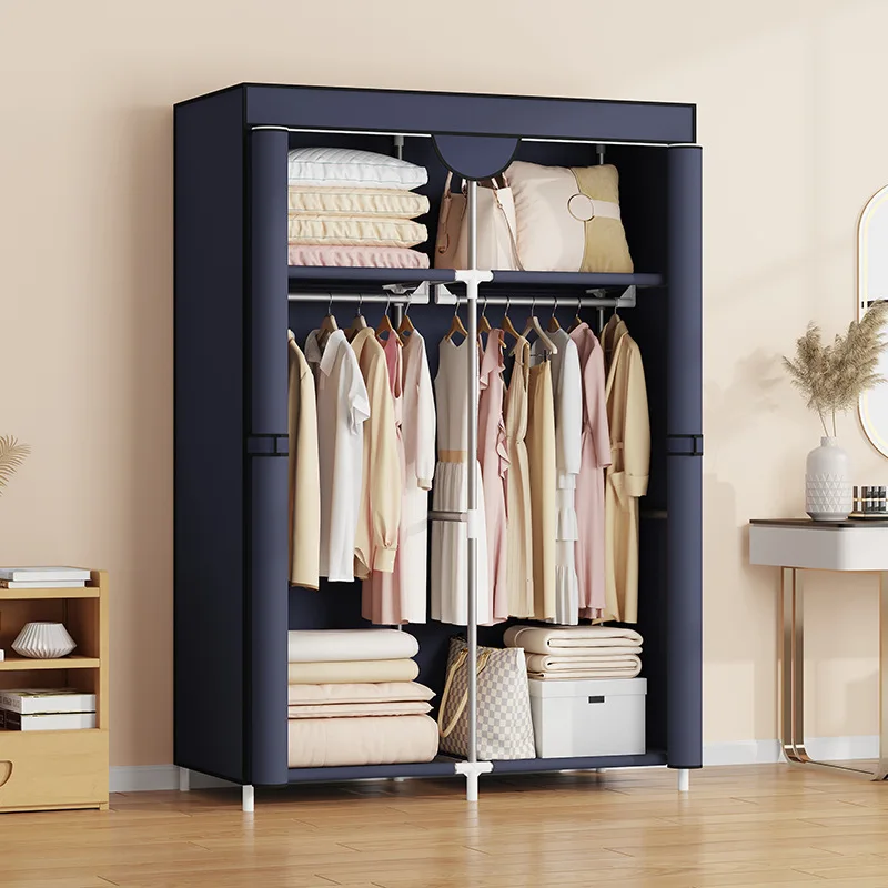 Staubdichte Aufbewahrung Haushalt Schlafzimmer Einfacher Kleiderschrank Vollständig geschlossener Kleiderschrank aus Stoff Miethaus-Kleiderschrank