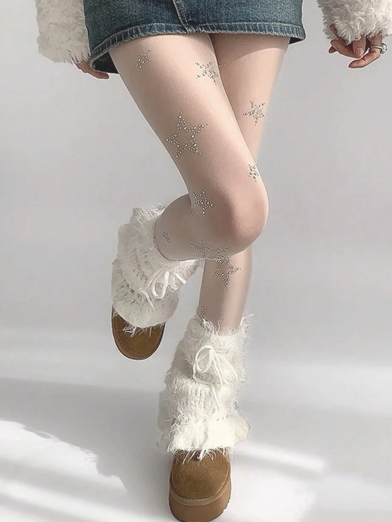 1 Stück Y2k Stern Diamant Strass Fischnetz Sexy Frauen Strumpfhosen JK Lolita Mädchen Kawaii Bling Strumpfhosen Image