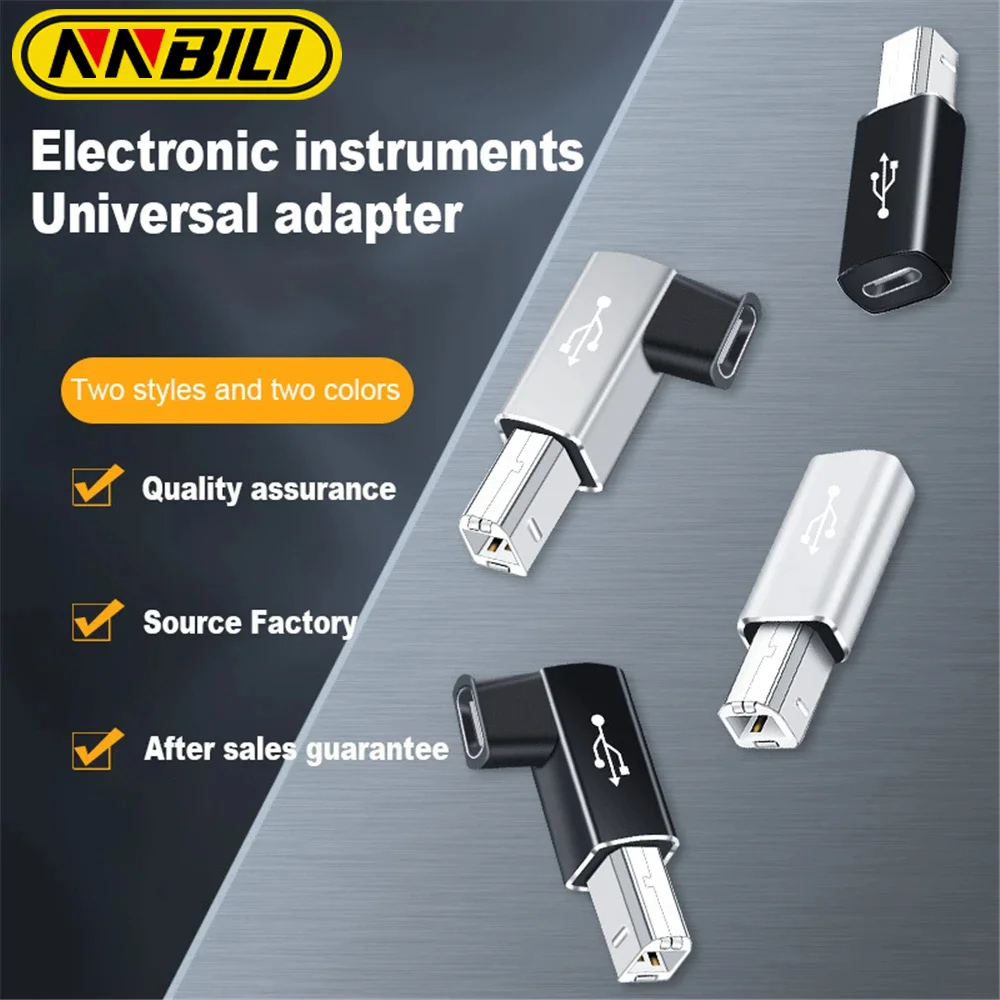 Nnbili usb c zu usb b adapter buchse zu stecker für scanner drucker daten übertragung midi 90 ° konverter elektrische piano orgel Image