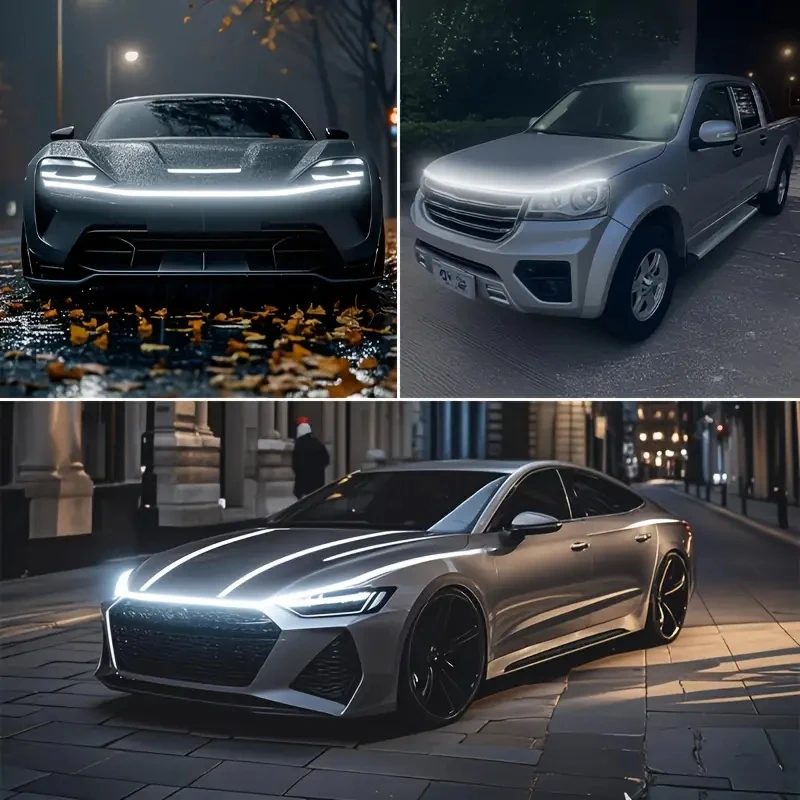 LED Tagfahrlicht Starten Auto Motorhaube Tür Dekorative Lichter DRL Auto Motorhaube Guide Dekorative Umgebungslampe 12V Image