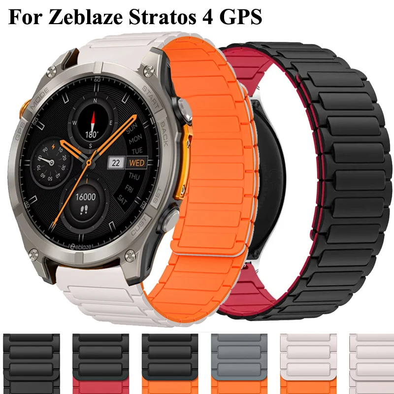 22mm Ersatzband für Zeblaze Stratos 4 GPS Smart Watch Correa für Zeblaze Stratos 4 Magnetisches Silikonarmband Zubehör Image