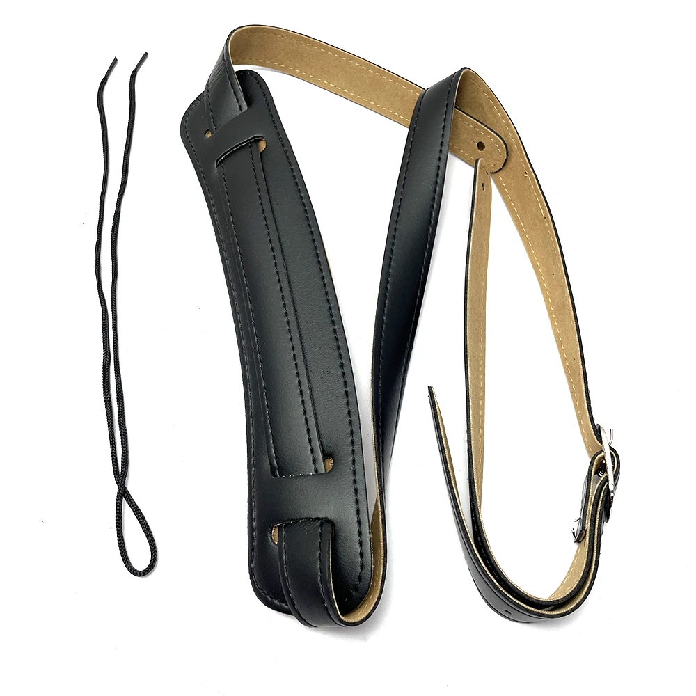 Guns N' Roses SLASH Schulterpolster aus Leder, verstellbare Länge, Gurt für Akustik-Elektro-Folk-Bass-Gitarre, Schwarz, Braun Image