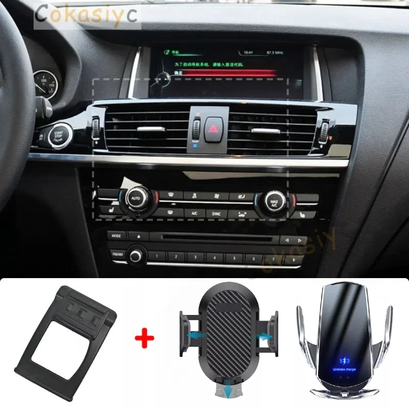 Autotelefonhalter für BMW X3 F25 2011 2012 2013 2014 2015 2016. Handyhalterungen, kabelloses Laden, spezielle feste Basis Image