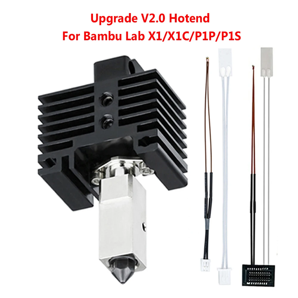 Upgrades V2 Hotend für Bambu Lab Thermistor Bimetallhals für Bambulab P1P X1 Hot End Düse aus gehärtetem Stahl P1S X1C Druckkopf Image