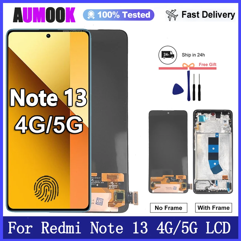 Nuovo Display AMOLED Per Xiaomi Redmi Nota 13 Display LCD Touch Screen Digitizer Per Redmi Nota 13 4G/5G Display LCD di Ricambio