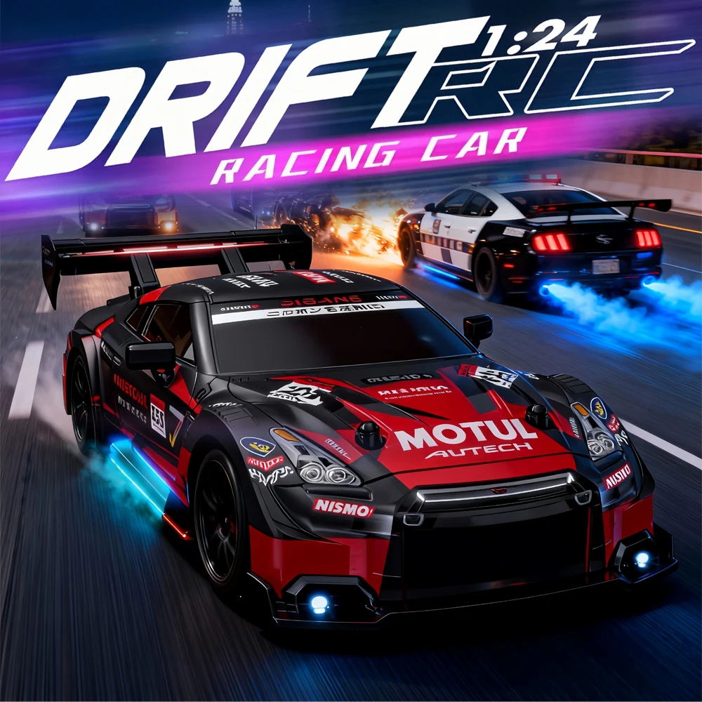Voiture de dérive télécommandée 2.4G, voiture de dérive à grande vitesse 1:24, passionné de RC, contrôle précis, moteur puissant, cadeau idéal pour les adultes