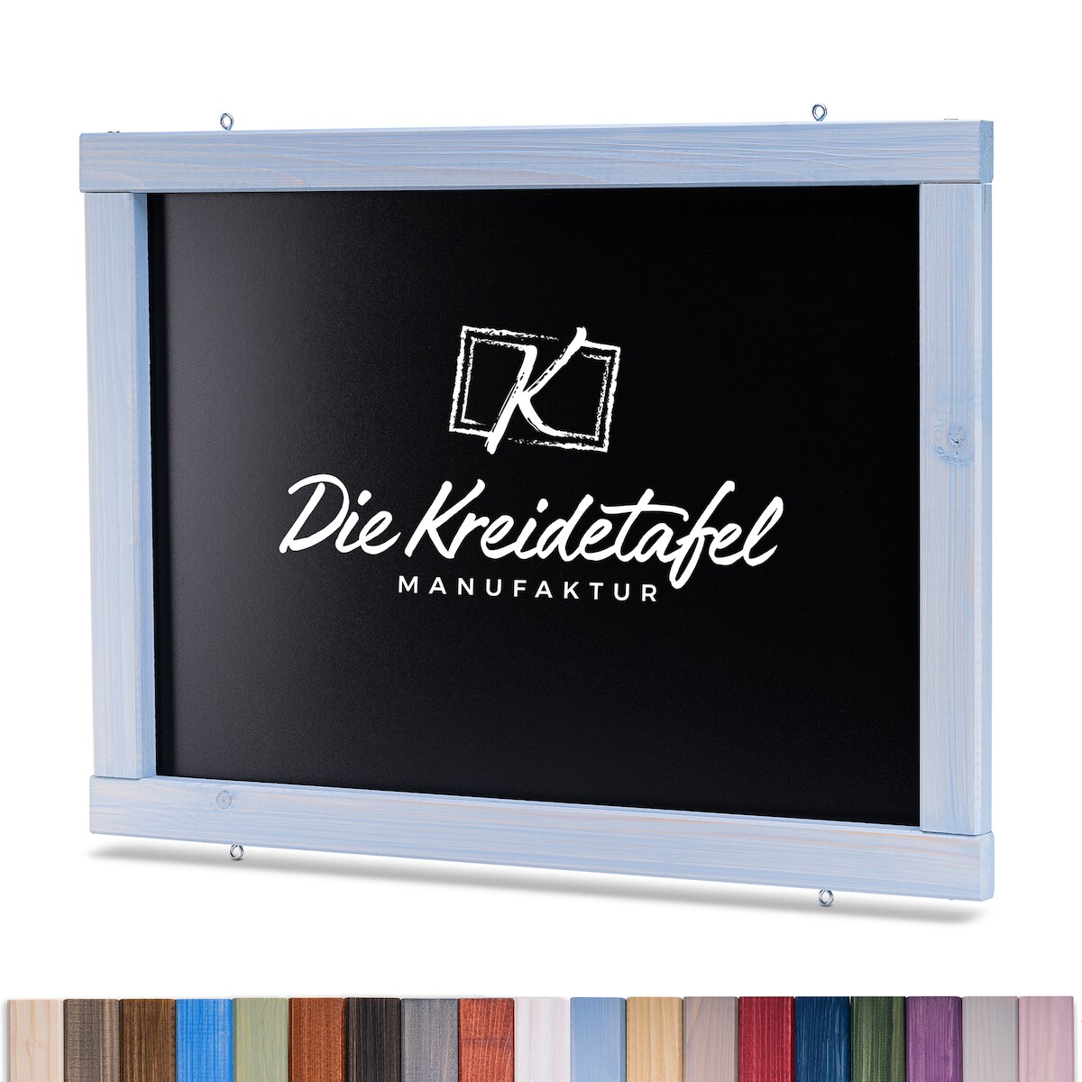 Die Kreidetafel Manufaktur Kreidetafel mit Holzrahmen / Glockenblumenblau 120x60cm Image