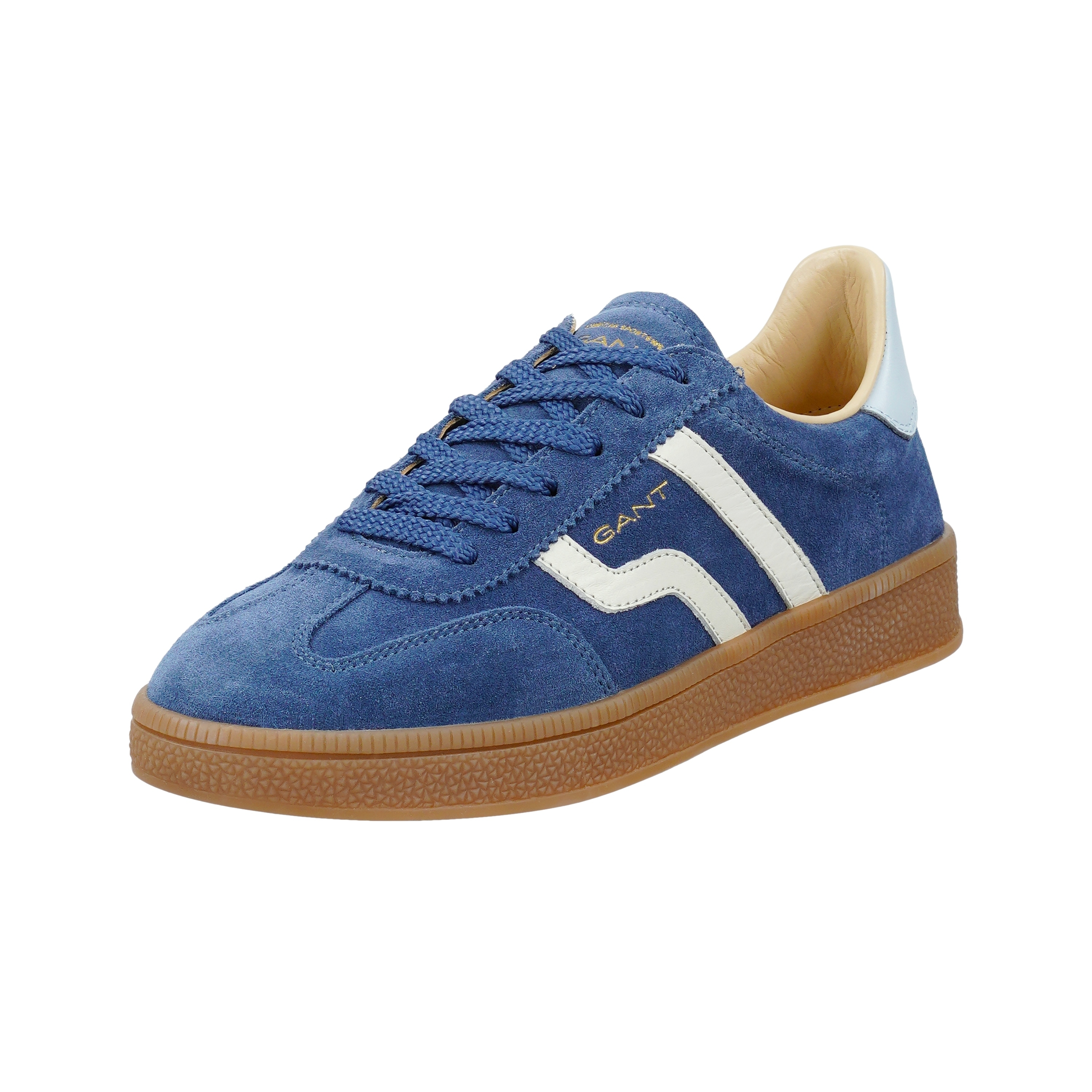 Sneaker GANT "Cuzima", Damen, Gr. 40, blau, leuchtendes blau, Leder, Veloursleder, colorblocking, Schuhe Sneaker, Retro Sneaker, Schnürschuh mit Lederinnensohle