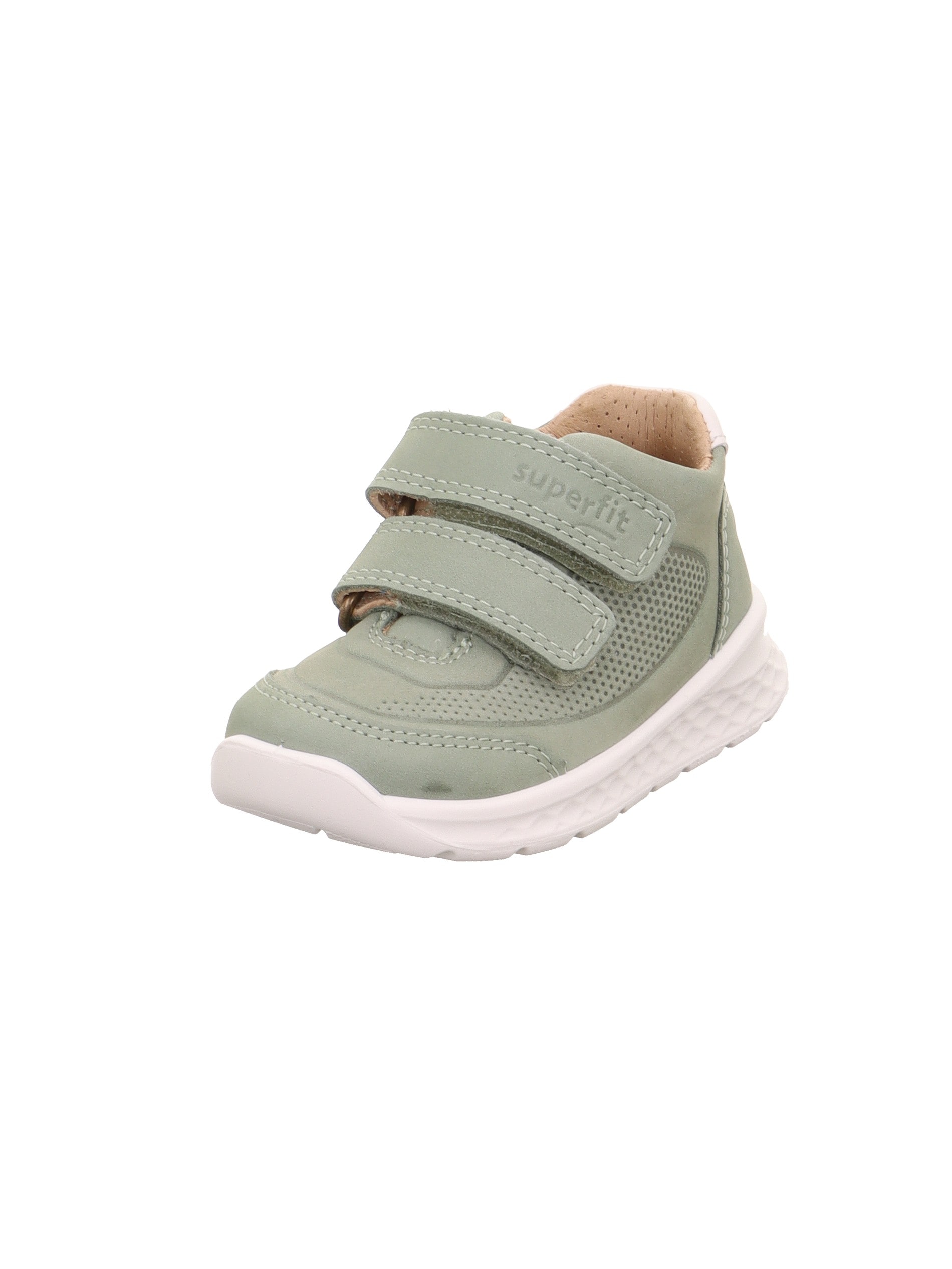 Sneaker SUPERFIT "BREEZE WMS: mittel", Damen, Gr. 26, mint, gelb, Nappaleder, Nubukleder, unifarben mit Farbeinsatz, Schuhe Sneaker, Klettschuh, in WMS: Weite mittel, Größenschablone zum Download