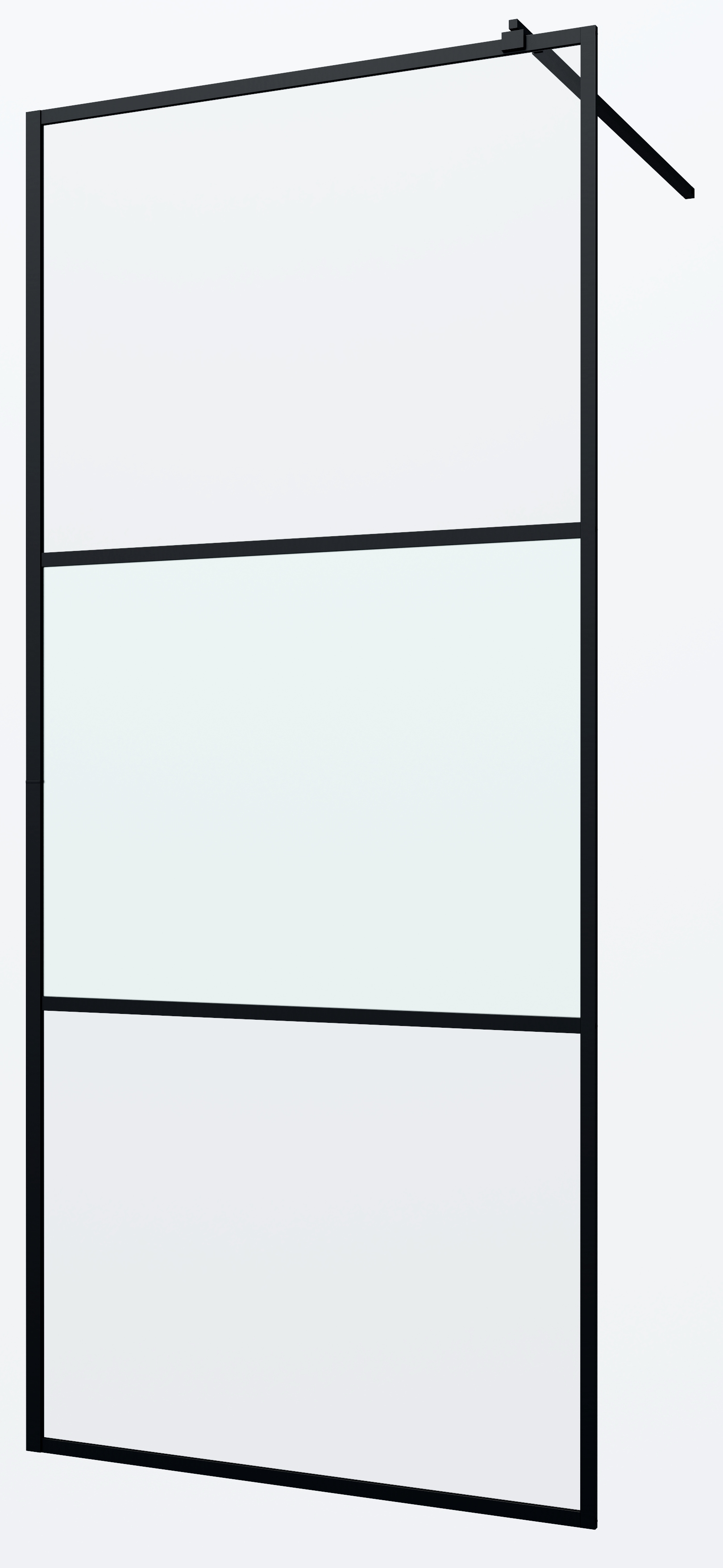 Walk-in-Dusche WELLTIME, schwarz, B:100cm H:195cm, Duschwände, Milchglaseinsätze für perfekten Sichtschutz