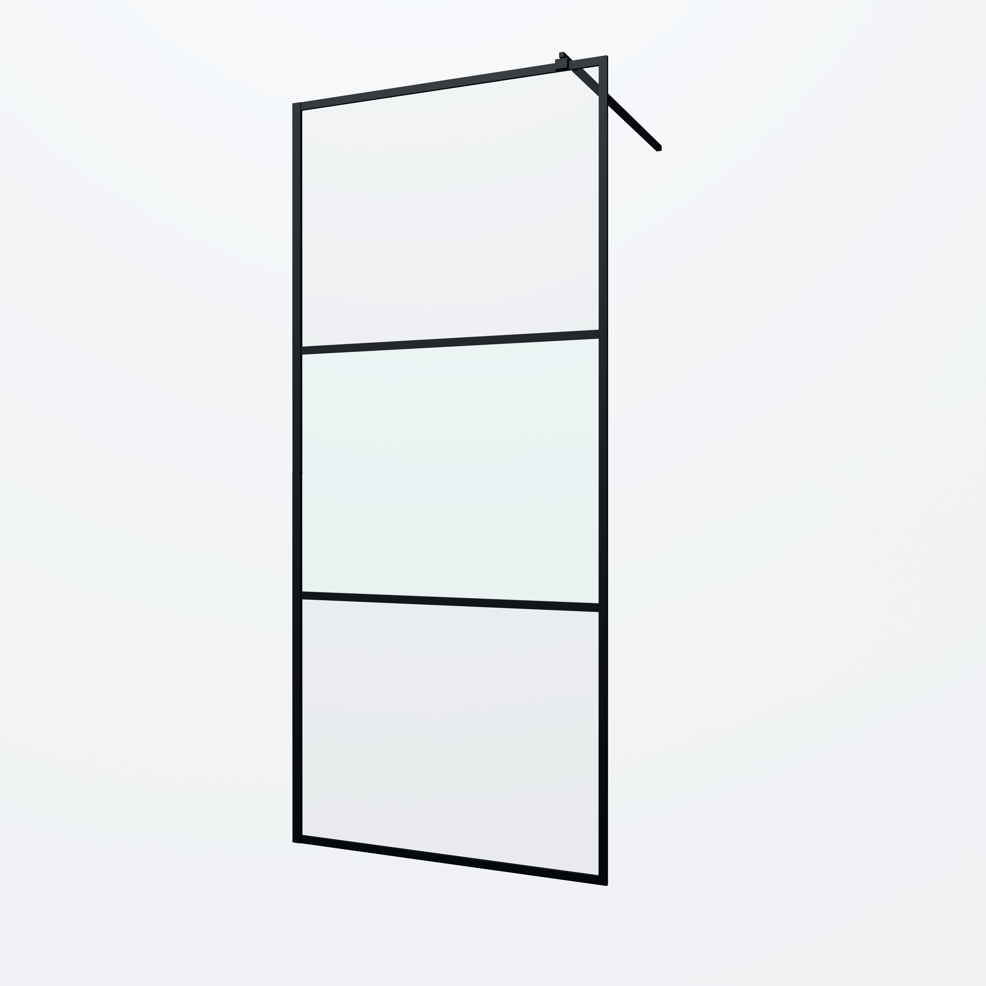 Walk-in-Dusche WELLTIME, schwarz, B:90cm H:195cm, Duschwände, Milchglaseinsätze für perfekten Sichtschutz