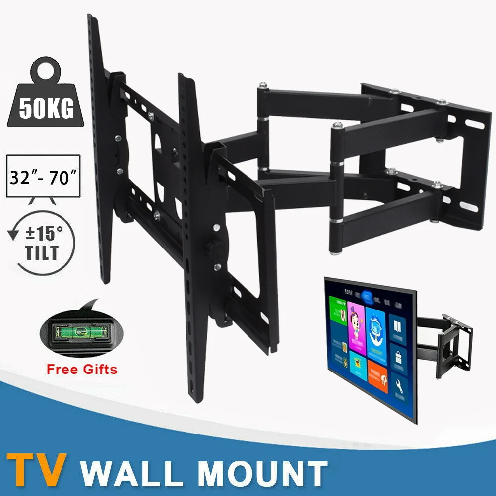 TV-Halterung, TV-Aufhänger für 32–70 Zoll TV-Wandhalterung, TV-Ständer, drehbar, neigbar, horizontale Einstellung, TV-Wandhalterung, universell Image
