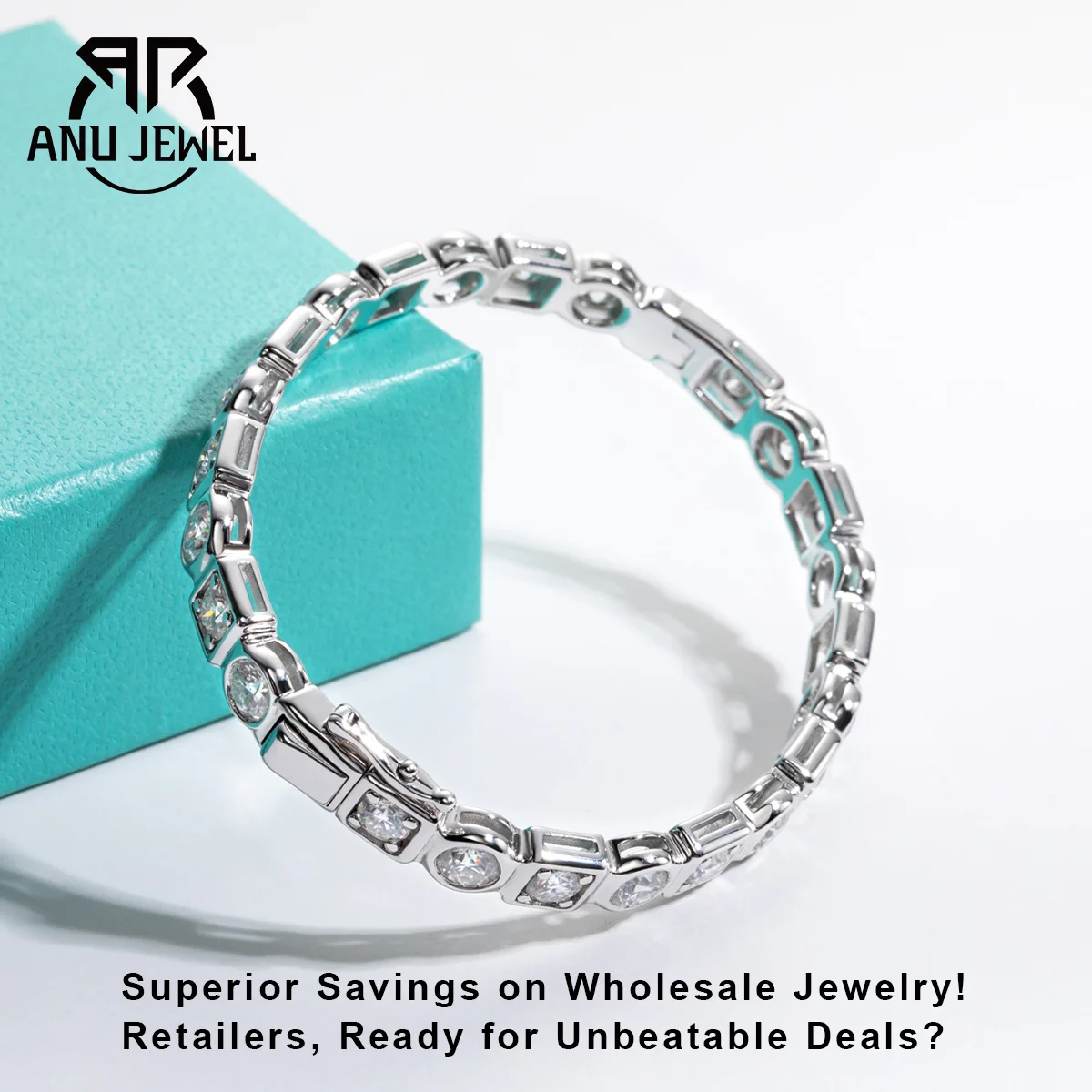 AnuJewel 4,5mm D Farbe Moissanit Diamant Luxuriöse Silber Armband 18K Weißgold Überzogene Lünette Armreifen Für Frau Schmuck geschenke