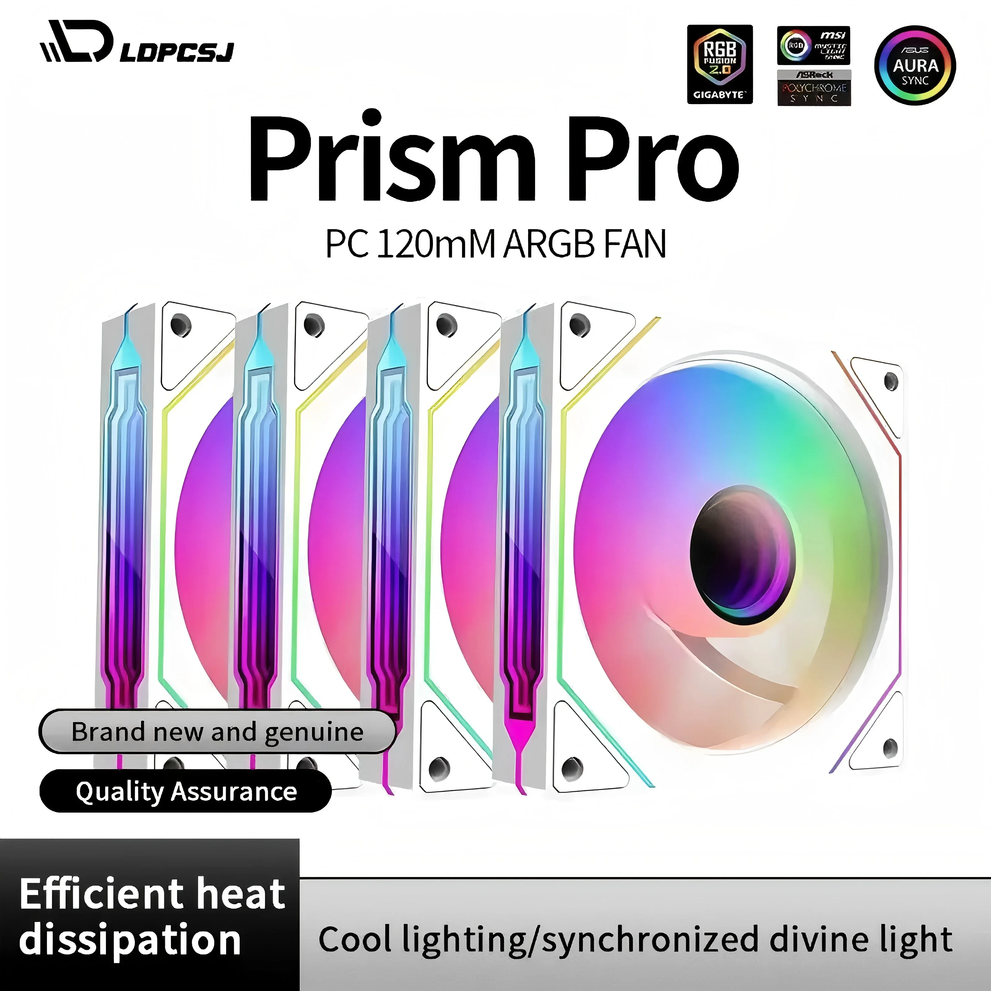 LDPCSJ PRISM 4 PRO Computergehäuselüfter 12 cm ARGB 4-poliger PWM-Leiser Lüfter 12 V großes Luftvolumen 45,2 CFM/600–1500 U/min Image