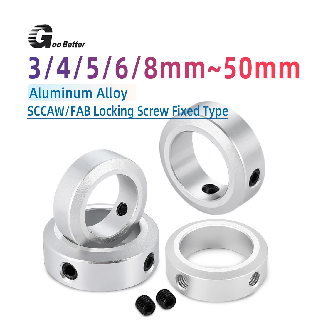 1 Stück Sicherungsring für Achskragen, Typ mit Sicherungsschraube, Begrenzungsring, Sicherungsring für Achsführung aus Aluminiumlegierung (mit Schraube) 3 mm ~ 50 mm Image
