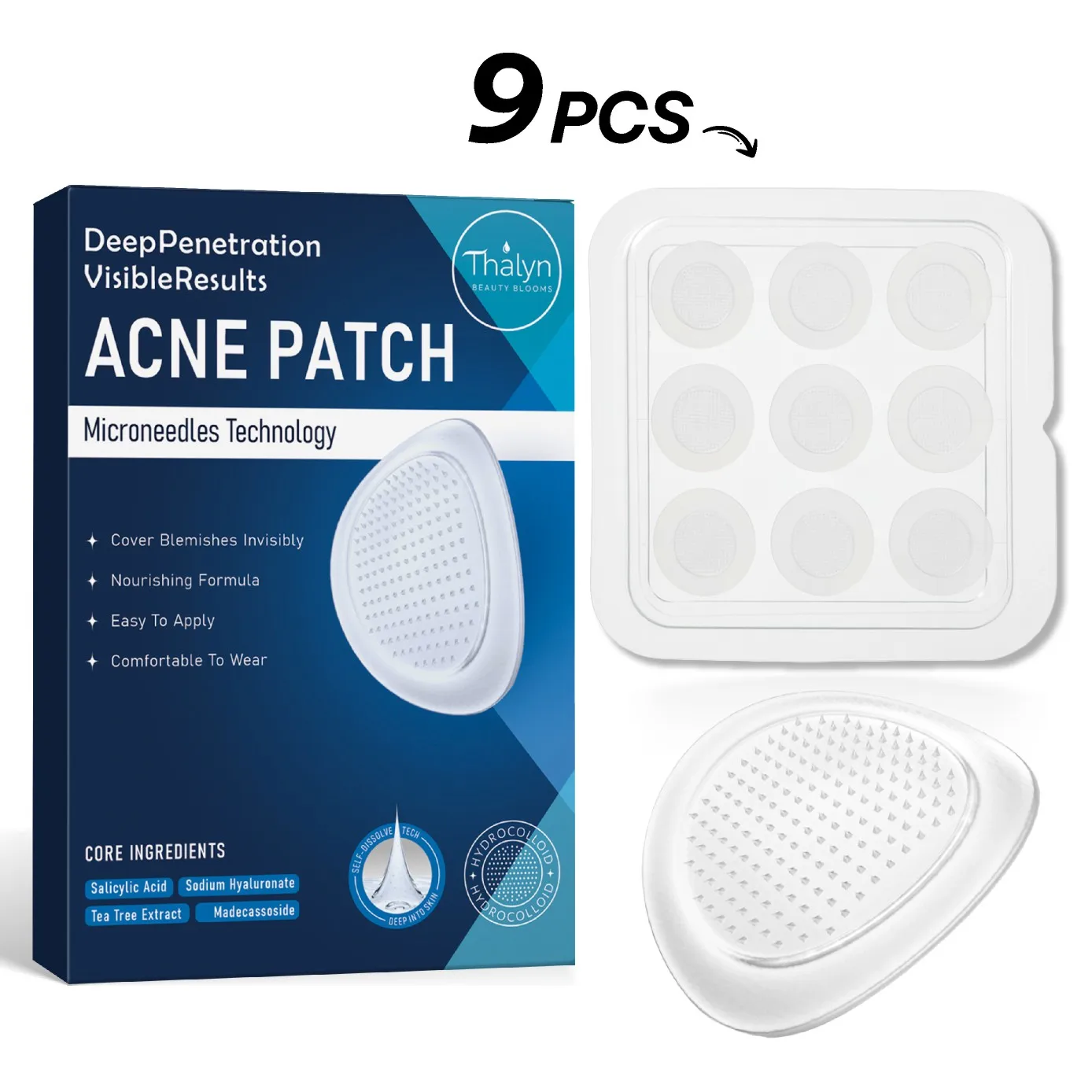 Akne-Pflaster mit Mikronadeln | Mit Folie umwickelter, tragbarer, alkoholfreier Teebaum- und Hexenhaspel Image