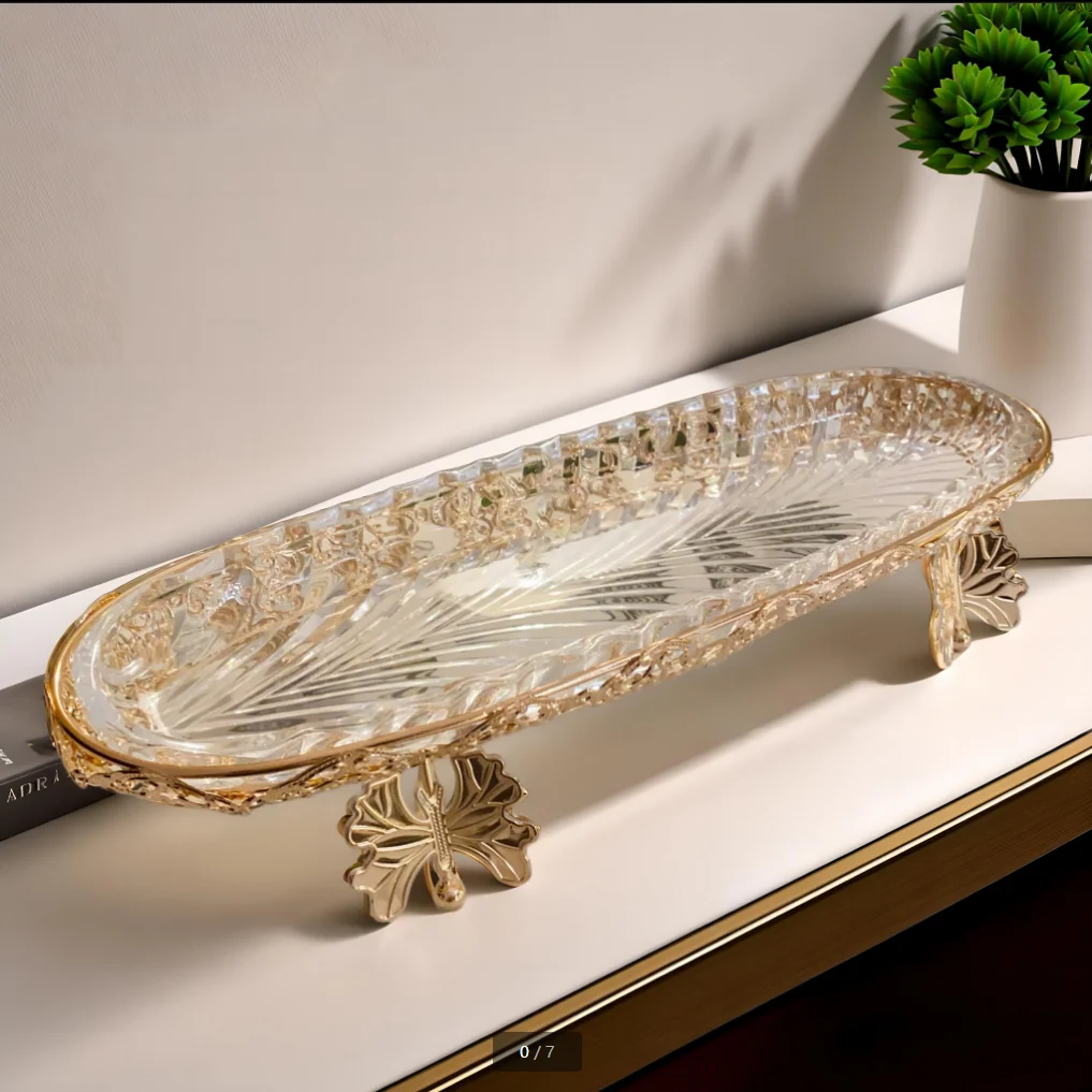 41 cm europäisches Kristallglas-Tablett, französischer Couchtisch, Obstteller, europäischer und amerikanischer Stil, Tischdekoration, leichter Luxus, Wohnzimmer Image