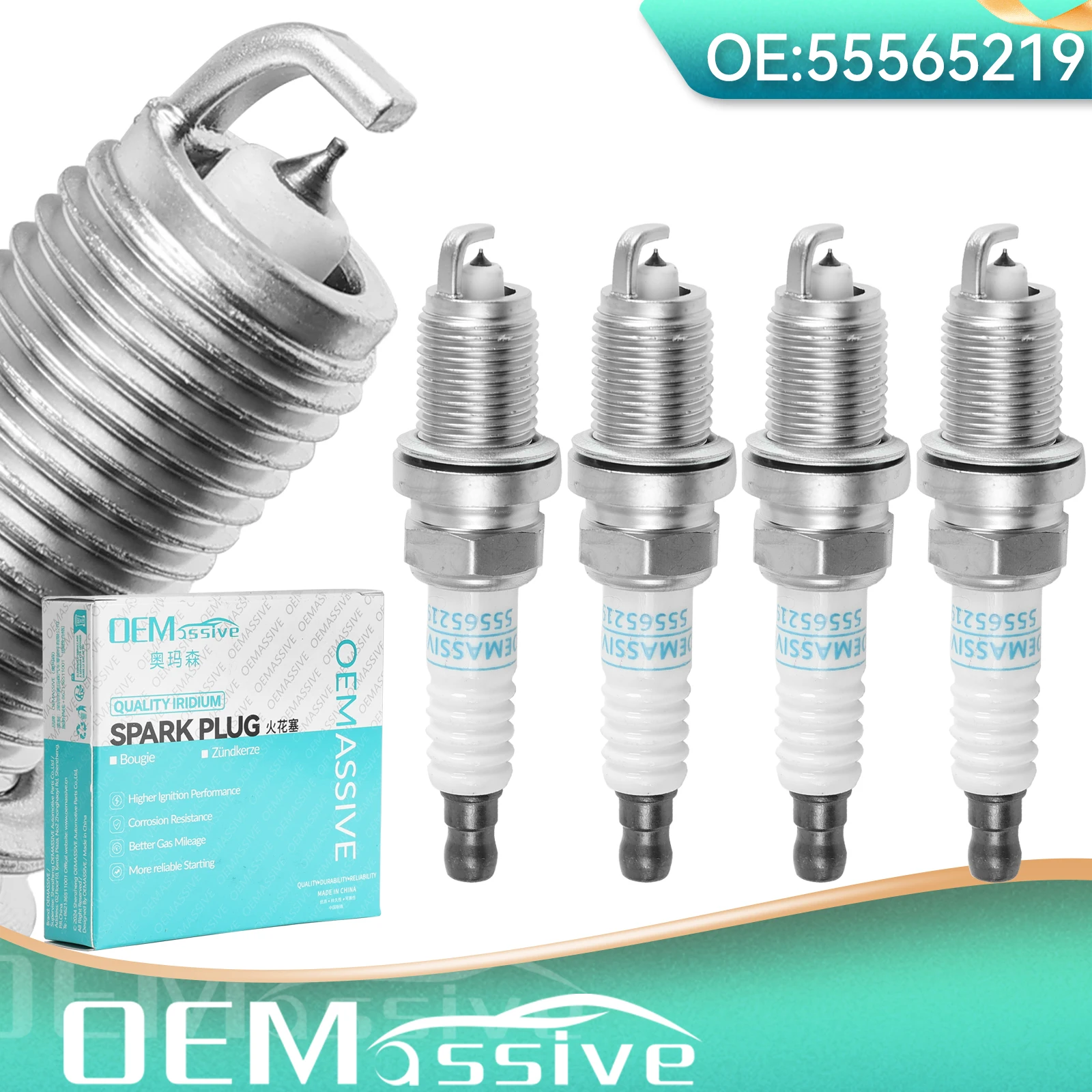 4X Iridium Spark Plugs For Chevrolet Aveo Cruze Opel Astra H J Vauxhall Astra Mk IV V VI Combo Mk II Corsa Mk II III 55565219