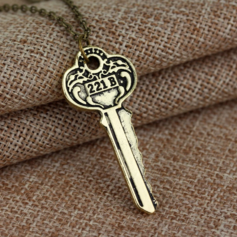 Nuovo marchio 221B appartamento chiave collana ciondolo retrò argento oro collana ciondolo accessori all'ingrosso 2024
