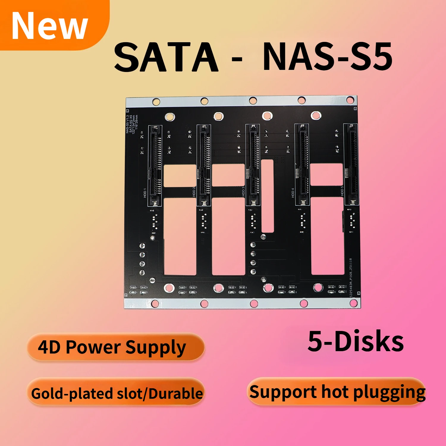 6 Gbit/s SSD HDD SATA Festplatte Backplane Nas Speicherkarte Server Erweiterungsplatine SATA 7P auf 5-Disk-Adapter 2*4D Netzteil