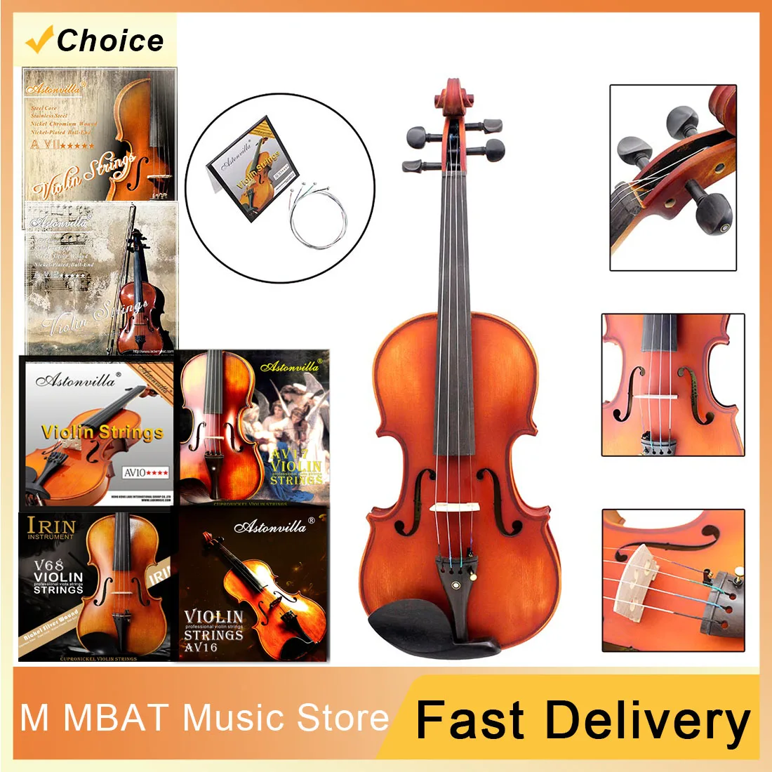 IRIN Violinsaiten (E-A-D-G), Neusilber, professionelle Anfänger zum Üben von Violinsaiten, Violinzubehör