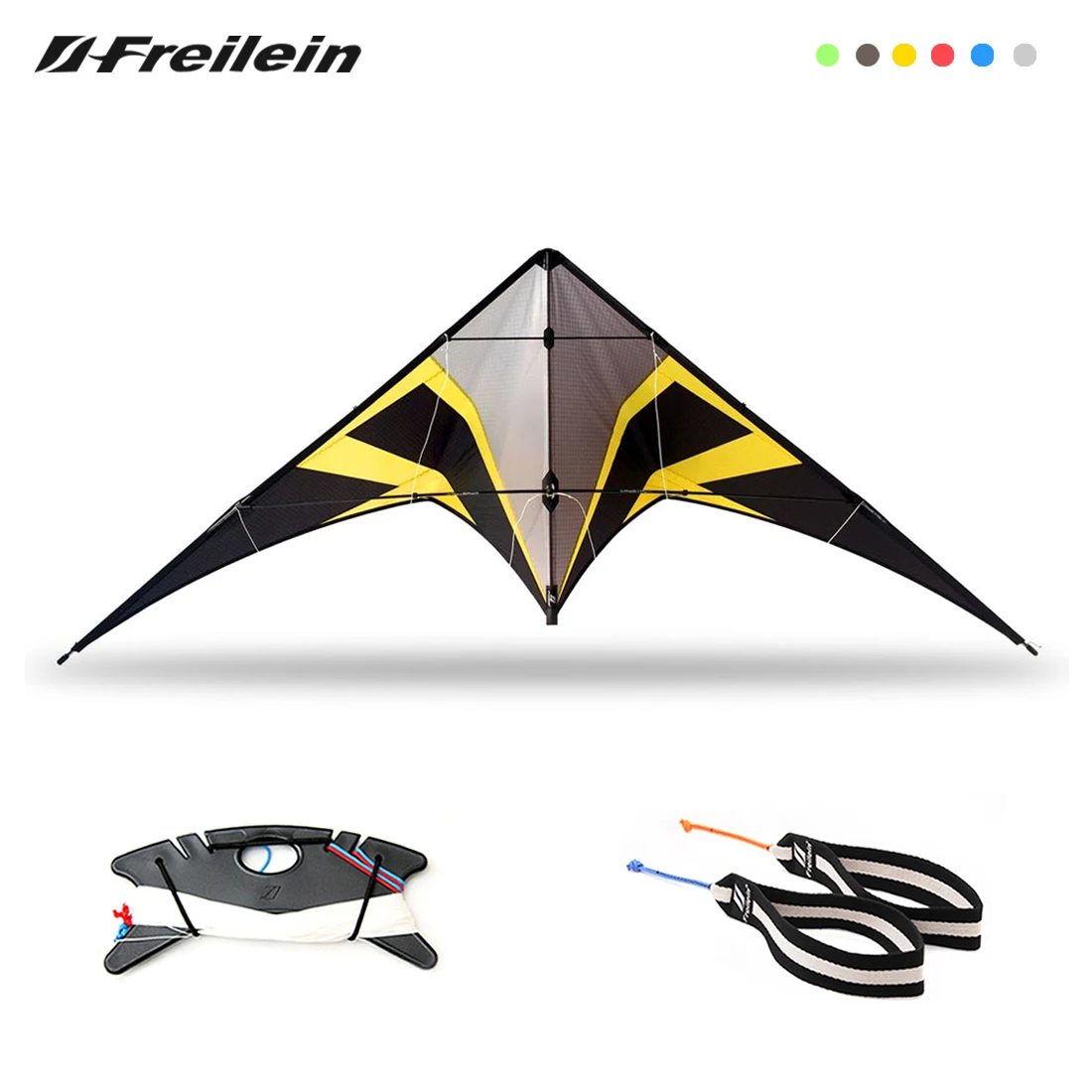 9KM Freilein CreatorIII 2,18m Stunt Kite Dual Line Akrobatischer Drachen oder Set (Drachen-Handgelenkschlaufe + 2 x 30 m x 150 lb fliegende Linien + Tasche Image