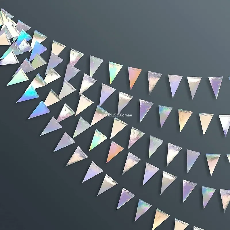 Banner di carta iridescente Forniture per feste congelate Decorazione di compleanno Laser per adulti Ghirlanda d'argento Decorazione per feste di compleanno di nozze