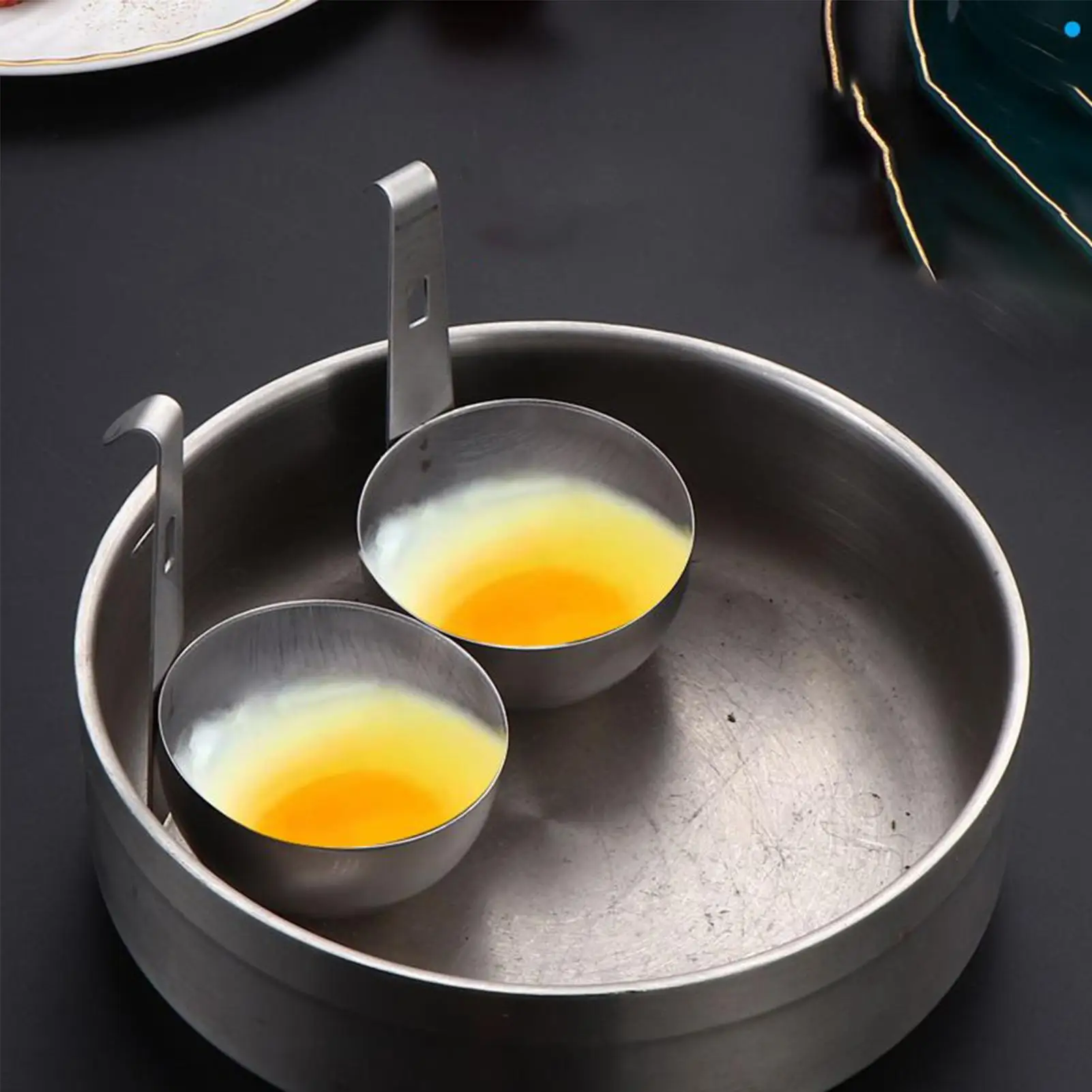 Eierstrober aus Edelstahl zum Aufhängen, Eierstrober aus Edelstahl, antihaftbeschichteter Dampfgarer, runde antihaftbeschichtete Tassen für müheloses Kochen