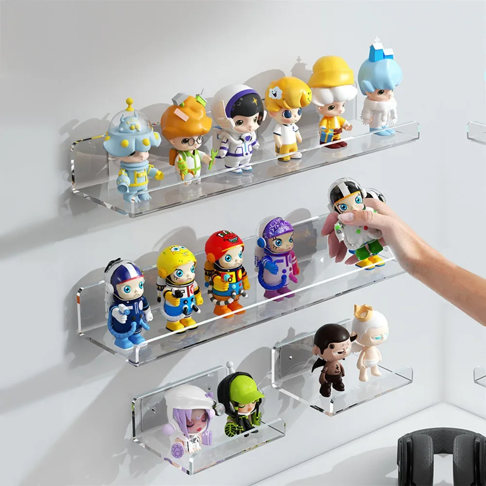 Verdicken Acryl Wand Lagerung Rack Schwimmende Regal CD Rekord Foto Make-Up Display-ständer Puppe Modell Lagerung Halten Bücherregal
