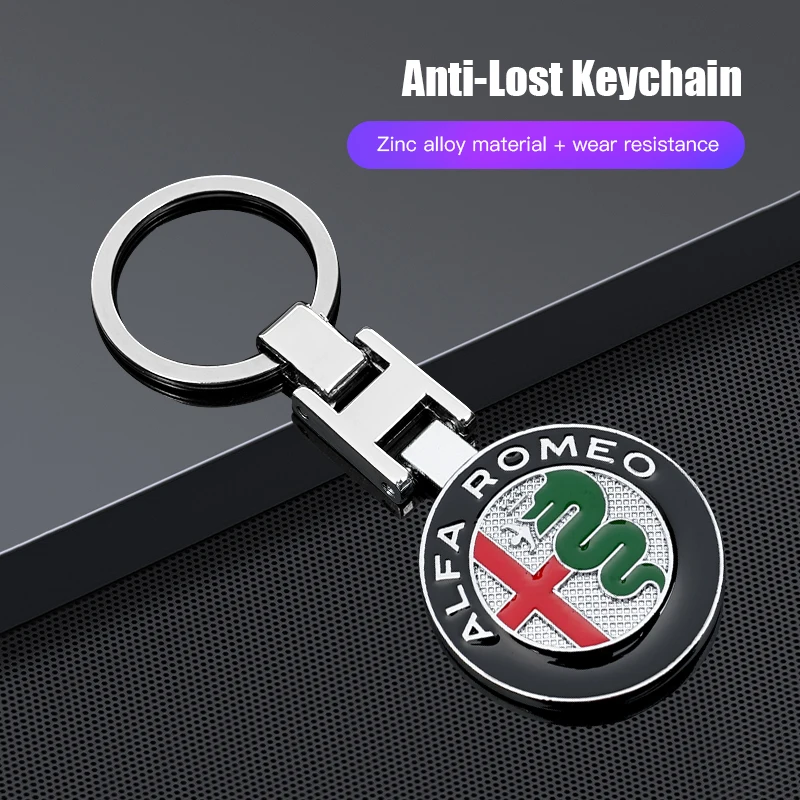 High-end-Metall Auto Logo Schlüsselanhänger Schlüsselanhänger Auto Innen Zubehör Für Alfa Romeo 4C 159 166 Spider Giulia 156 Mito 147 8C GT Image