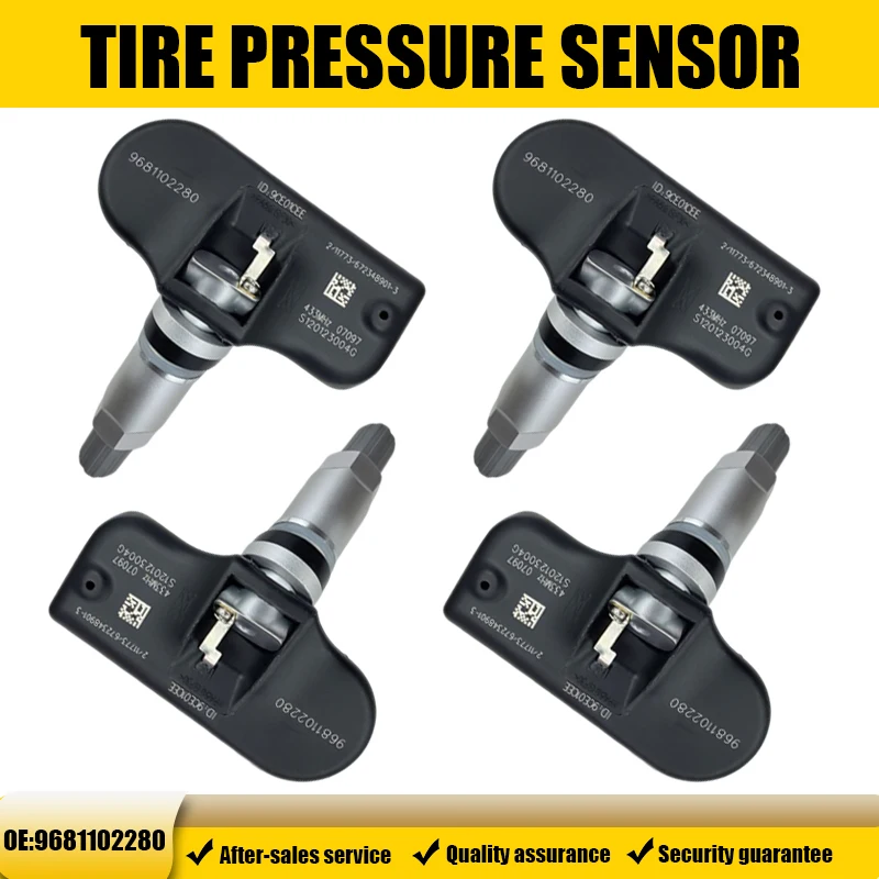 1/4PCS Reifendrucküberwachungssensor TPMS 9681102280 für Peugeot 408 Fiat Ulysse Lancia Phedra kompatibel mit 9673198580 433M Image