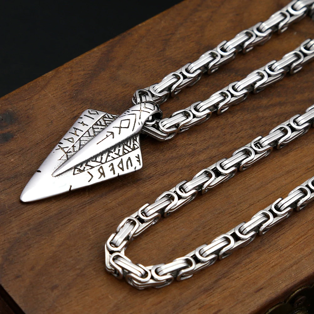 Mode Vintage Viking Speer Anhänger Edelstahl Nordischen Rune halsketten Für Männer Frauen Einzigartige Amulett Schmuck Geschenk Dropshipping Image