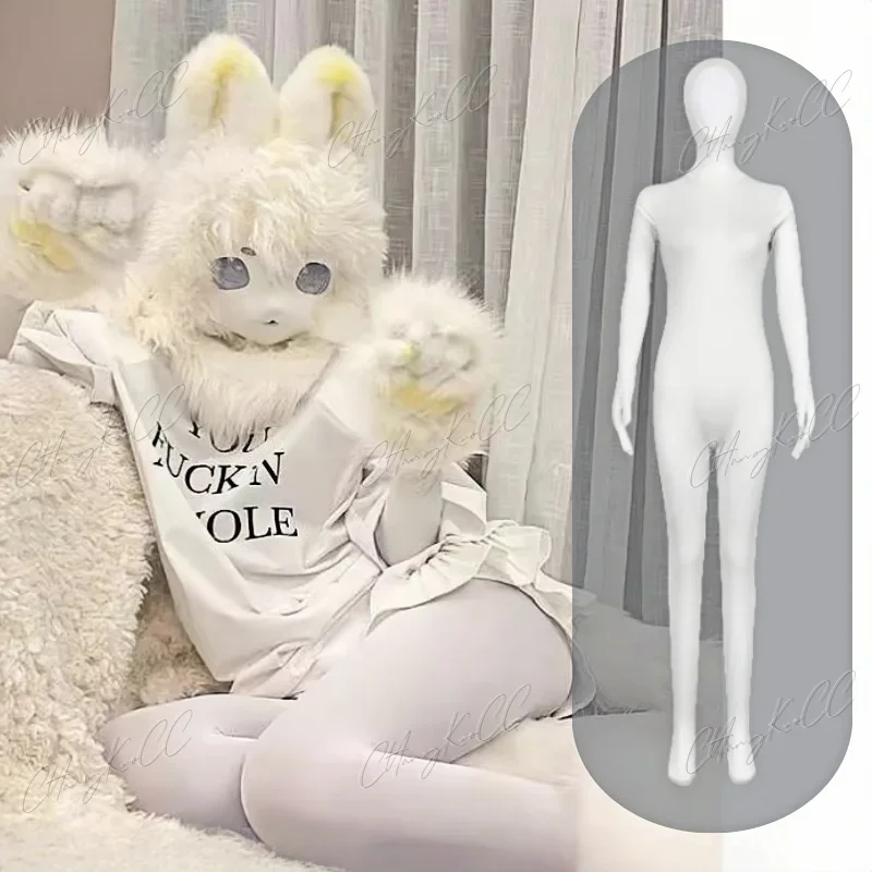 Pelziger Kig Fursuit Bodysuit Basisschicht voller enger Halsbezug langärmelig Erwachsenes Kind Cosplay Kostüm Kigurumi Anime HalloweenParty Image
